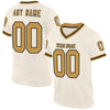 Custom Cream Old Gold-Black Mesh Authentic Throwback Football Jersey