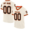 Custom Cream Black-Orange Mesh Authentic Throwback Football Jersey