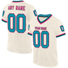 Custom Cream Teal Black-Pink Mesh Authentic Throwback Football Jersey