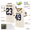 Custom Cream Navy-Old Gold Mesh Authentic Throwback Football Jersey