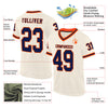 Custom Cream Navy-Orange Mesh Authentic Throwback Football Jersey