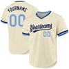 Custom Cream Light Blue-Navy Authentic Throwback Baseball Jersey