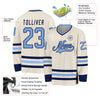 Custom Cream Light Blue-Navy Hockey Jersey