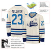 Custom Cream Blue-Navy Hockey Jersey