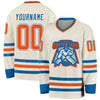 Custom Cream Orange White-Blue Hockey Jersey