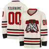 Custom Cream Red-Black Hockey Jersey