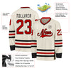 Custom Cream Red-Black Hockey Jersey