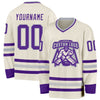 Custom Cream Purple-Gray Hockey Jersey