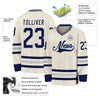 Custom Cream Navy-Gray Hockey Jersey