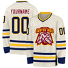 Custom Cream Navy Gold-Maroon Hockey Jersey