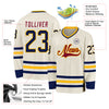 Custom Cream Navy Gold-Maroon Hockey Jersey