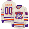 Custom Cream Purple-Orange Hockey Jersey