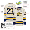 Custom Cream Navy-Gold Hockey Jersey