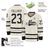 Custom Cream Black-Gray Hockey Jersey