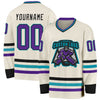 Custom Cream Purple Black-Teal Hockey Jersey