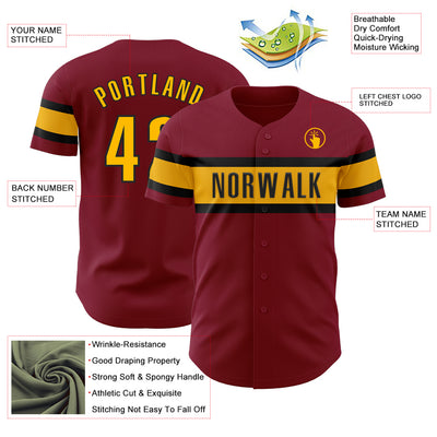 Custom Crimson Gold-Black Authentic Baseball Jersey