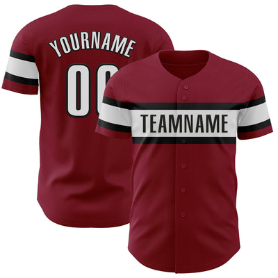 Custom Crimson White-Black Authentic Baseball Jersey