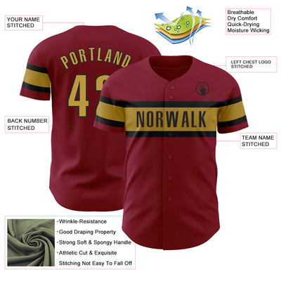 Custom Crimson Old Gold-Black Authentic Baseball Jersey