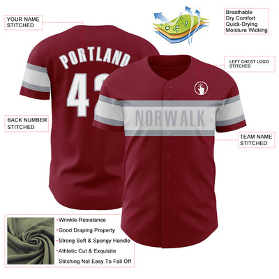 Custom Crimson White-Gray Authentic Baseball Jersey