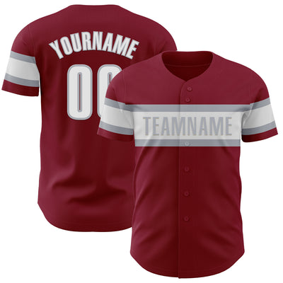 Custom Crimson White-Gray Authentic Baseball Jersey