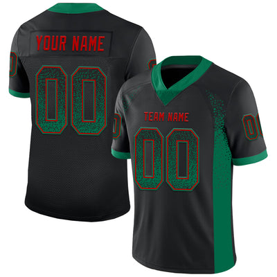 Custom Black Kelly Green-Red Mesh Drift Fashion Football Jersey