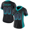 Custom Black Teal-Pink Mesh Drift Fashion Football Jersey