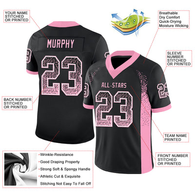 Custom Black Light Pink-White Mesh Drift Fashion Football Jersey