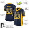 Custom Navy Gold-White Mesh Drift Fashion Football Jersey