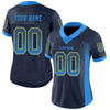 Custom Navy Powder Blue-Yellow Mesh Drift Fashion Football Jersey