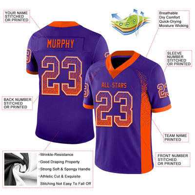 Custom Purple Orange-White Mesh Drift Fashion Football Jersey