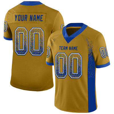 Custom Old Gold Royal-White Mesh Drift Fashion Football Jersey