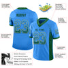 Custom Powder Blue Green-White Mesh Drift Fashion Football Jersey