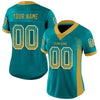 Custom Teal Old Gold-White Mesh Drift Fashion Football Jersey