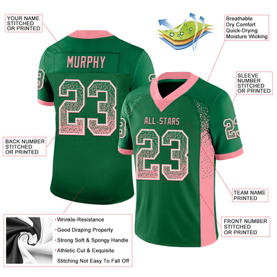 Custom Kelly Green Medium Pink-White Mesh Drift Fashion Football Jersey