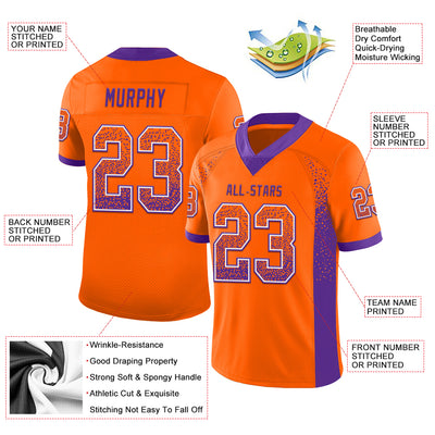 Custom Orange Purple-White Mesh Drift Fashion Football Jersey