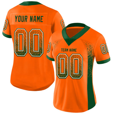 Custom Orange Green-White Mesh Drift Fashion Football Jersey