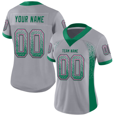 Custom Gray Kelly Green-Pink Mesh Drift Fashion Football Jersey