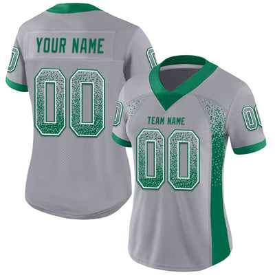 Custom Gray Kelly Green-White Mesh Drift Fashion Football Jersey