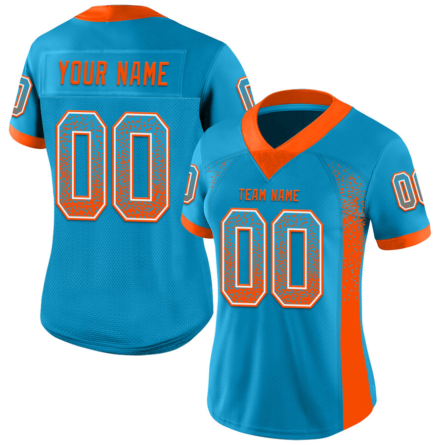 Custom Panther Blue Orange-White Mesh Drift Fashion Football Jersey