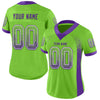 Custom Neon Green Purple-White Mesh Drift Fashion Football Jersey