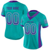 Custom Aqua Purple-White Mesh Drift Fashion Football Jersey