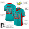 Custom Aqua Red-White Mesh Drift Fashion Football Jersey