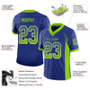 Custom Royal Neon Green-White Mesh Drift Fashion Football Jersey