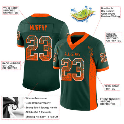 Custom Green Orange-White Mesh Drift Fashion Football Jersey