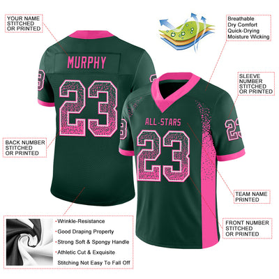 Custom Green Pink-White Mesh Drift Fashion Football Jersey