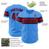 Custom Electric Blue Red-Navy Authentic Baseball Jersey