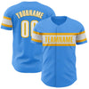 Custom Electric Blue White-Gold Authentic Baseball Jersey