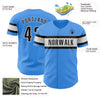 Custom Electric Blue Black-White Authentic Baseball Jersey