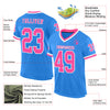 Custom Powder Blue Pink-White Mesh Authentic Throwback Football Jersey