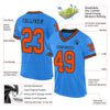 Custom Powder Blue Orange-Black Mesh Authentic Throwback Football Jersey